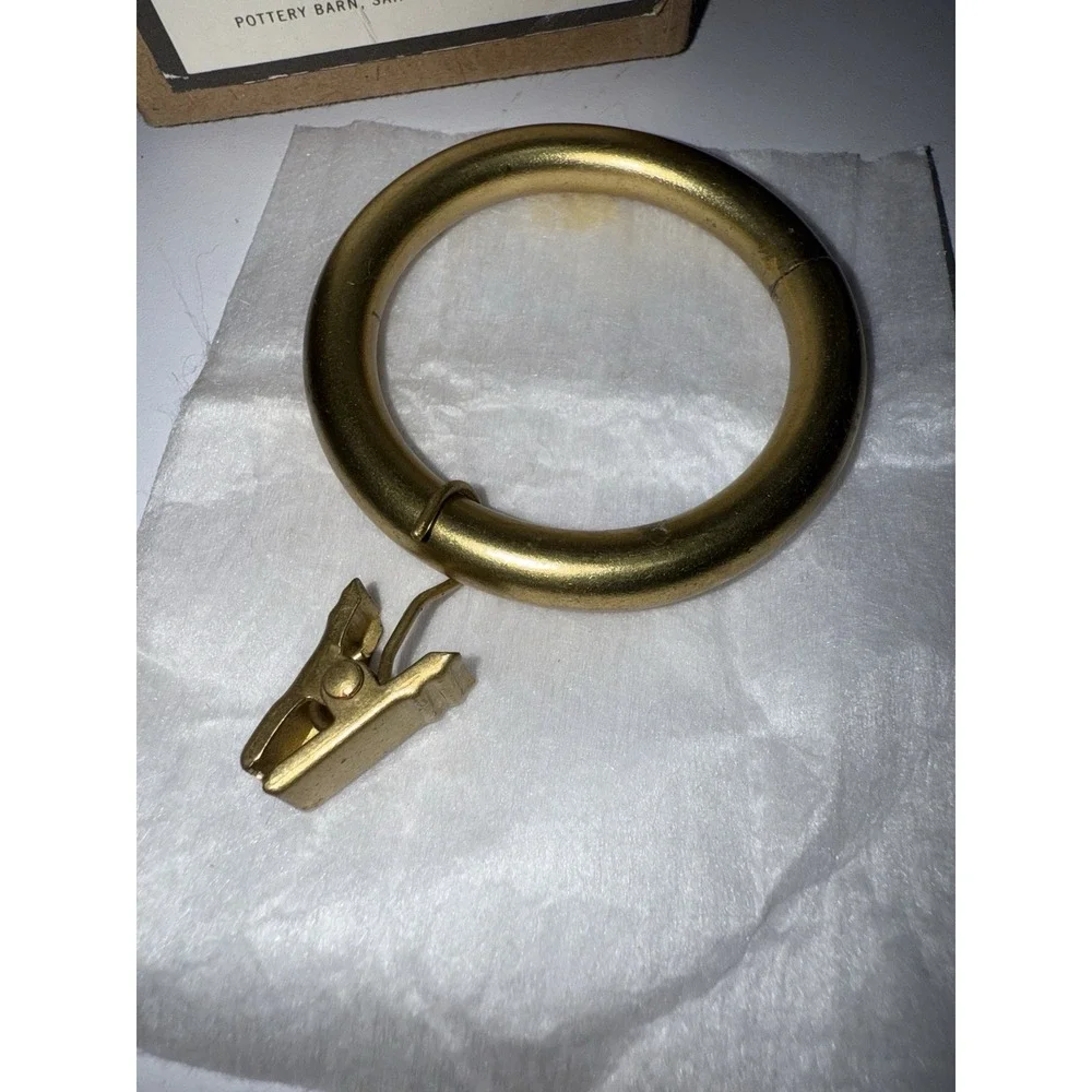Set Of 7 Pottery‎ Barn Small Antique Brass Finish Double Ring Curtain Rings NEW